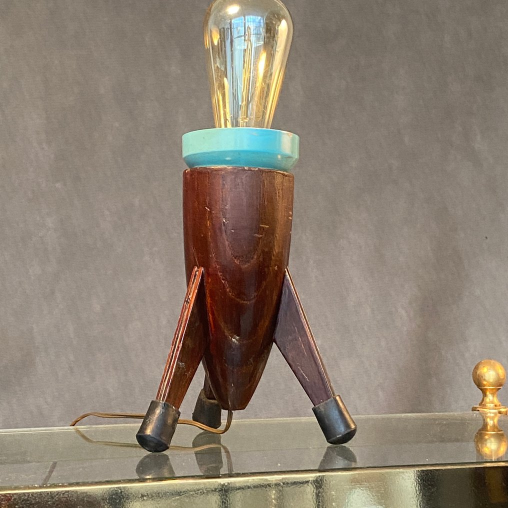 Desk lamp - Wood, Aluminium, Space-age made in Italy in the 1950s. #1.0