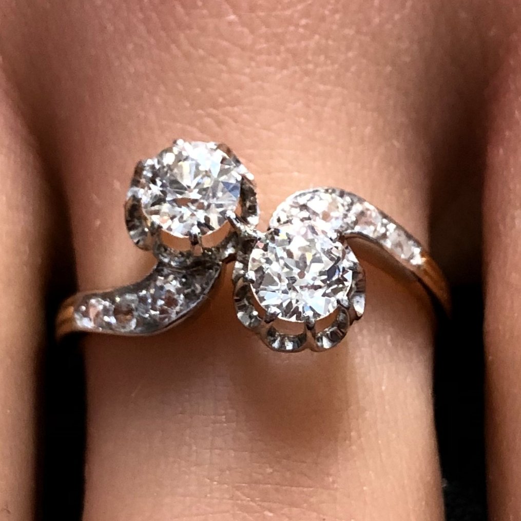 χωρίς τιμή ασφαλείας - Δαχτυλίδι - 18 καράτια Ροζ χρυσό, Πλατίνα - 0.84ct. tw. Διαμάντι (Φυσικό) - Διαμάντι - 1900s #3.2