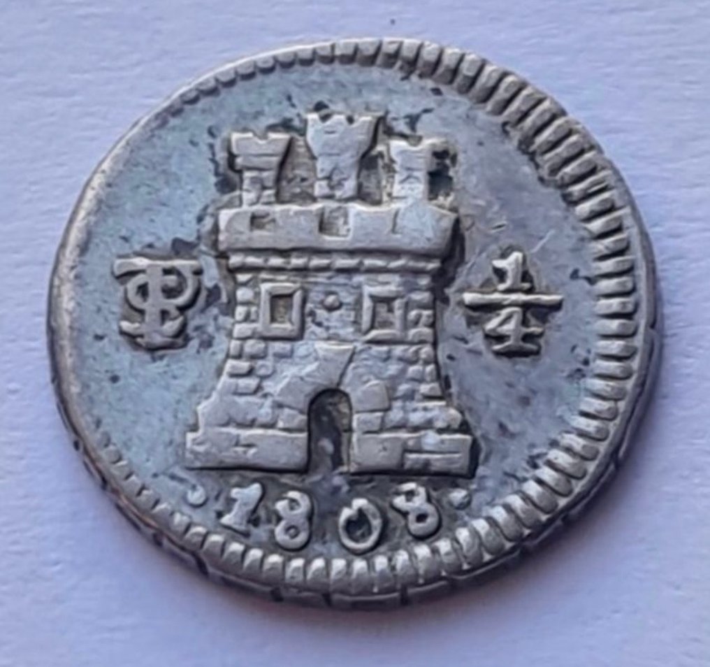 Spanyolország. Fernando VII. 1/4 Real 1808 Potosí #1.0