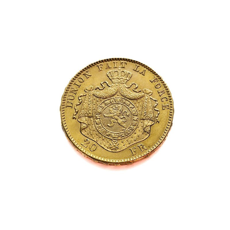 比利時. 利奧波德二世. 20 Francs 1882 Leopold II #1.0