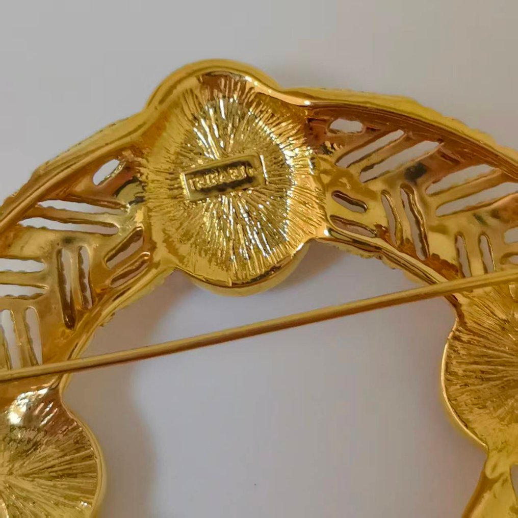 Trifari - Umplut cu aur - Broșă - anii '80 #2.1