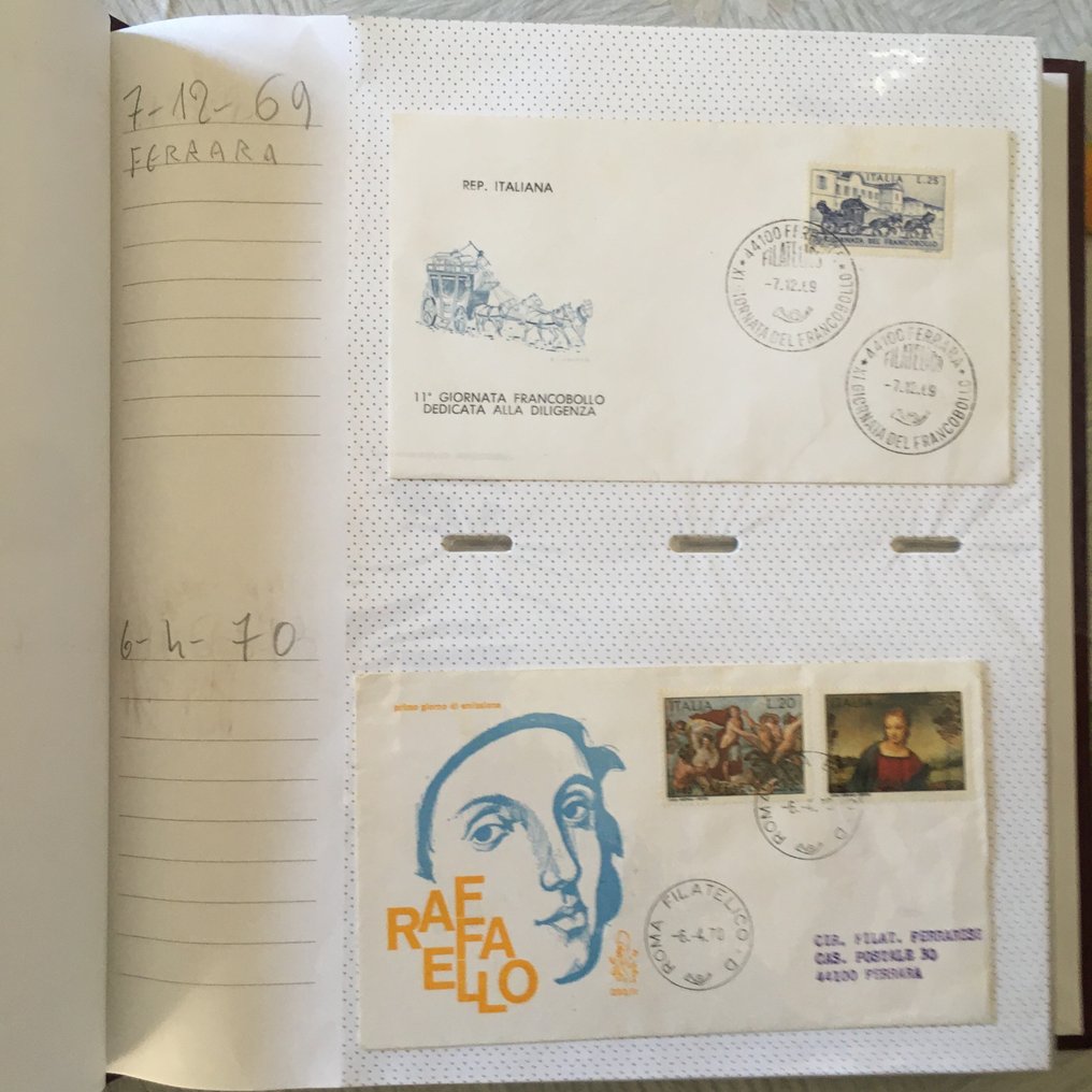 義大利  - 超过100个信封和明信片的精彩收藏，从1969年至2010年的FDC邮票集+信封和明信片 #2.1