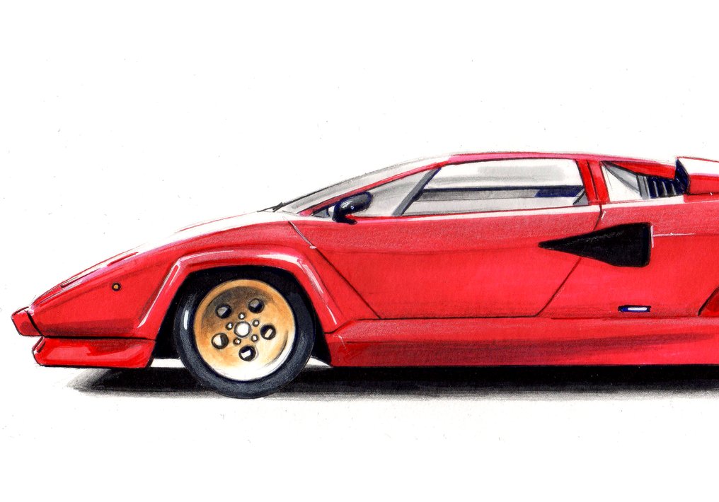 alkuperäinen piirros - Lamborghini - Lamborghini Countach - Baes gerald - 2021 #2.1