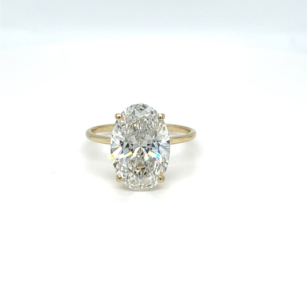 Sormus - 14 kt. Keltakulta - 4.01ct. tw. Timantti (Laboratoriossa kasvatettu) #1.0