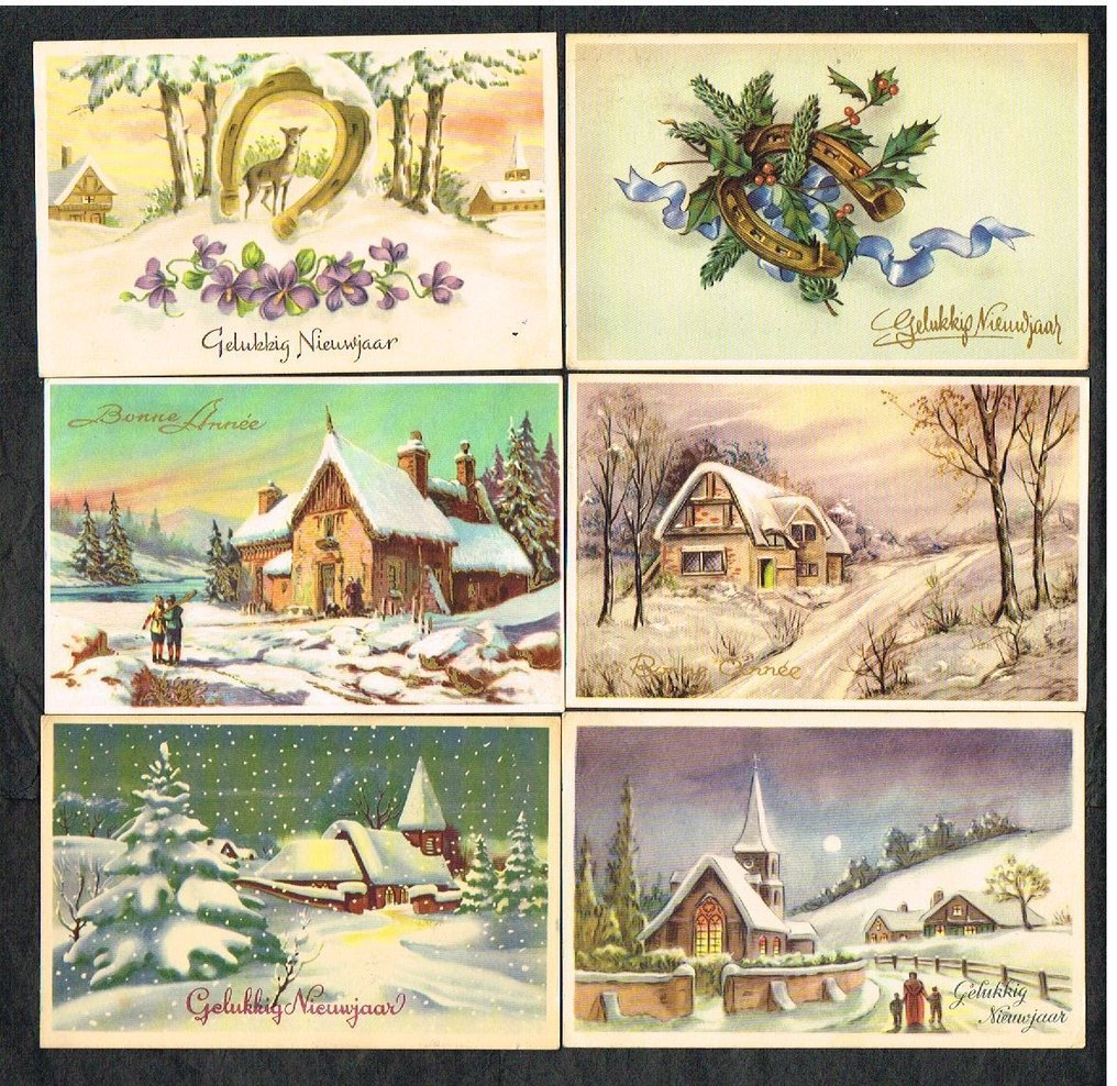 Happy New Year, Christmas, and various wishes - Set of 179 written and unwritten postcards - Postcard (179) - 1900-1960 #1.0
