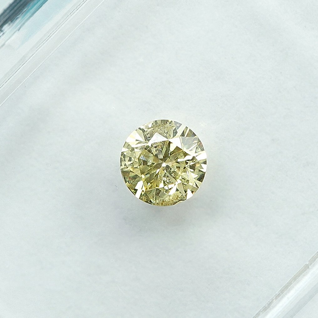 Sem preço de reserva - 1 pcs Diamante  (Colorido natural)  - 0.23 ct - Redondo - Fancy intense Amarelo - I2 - International Gemological Institute (IGI) #3.2