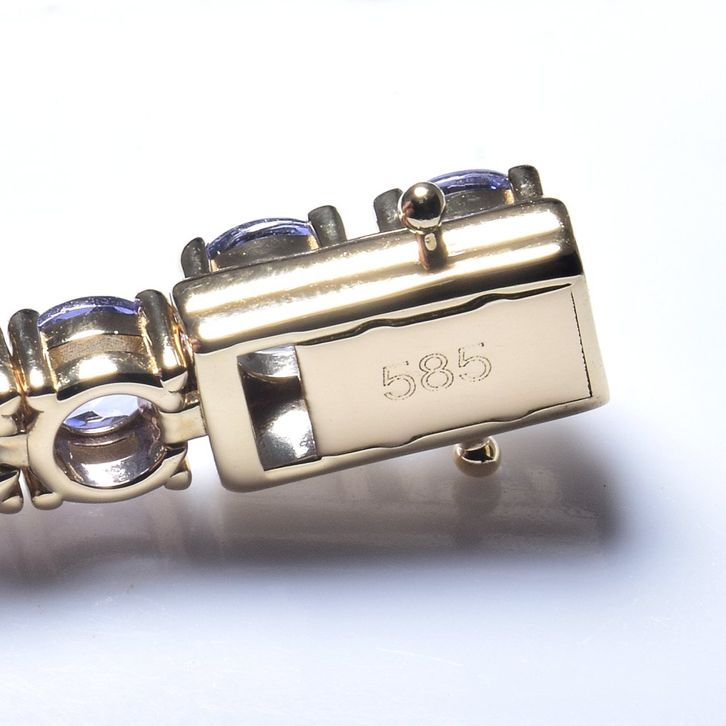 手鈪 - 14 克拉 黃金 -  8.07ct. tw. 坦桑石 - GFCO證書 #1.0