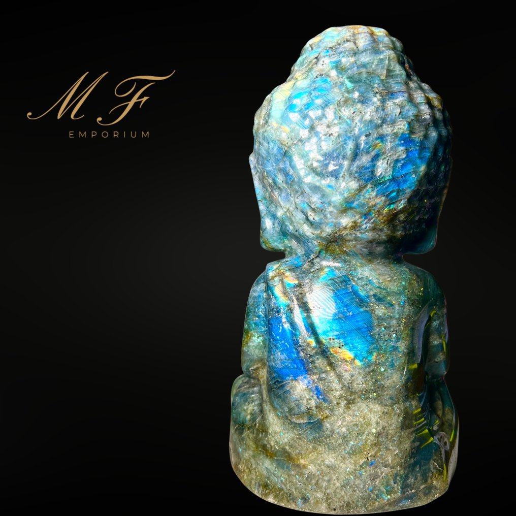 Premium - XXL Labradorite Buddha Carving - Height: 200 mm - Width: 100 mm- 1850 g - (1) #4.3