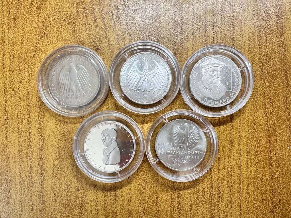 Germany, Federal Republic 5 Mark anni vari (5 monete commemorative) (No reserve price) #1.0