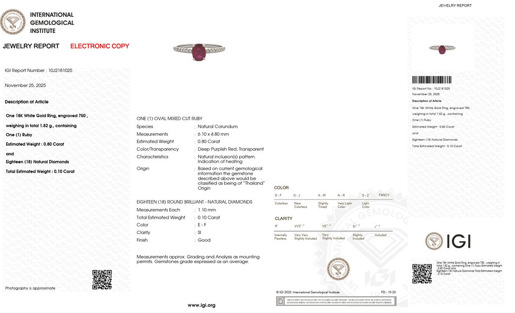 没有保留价 - 戒指 - 18K包金 白金 -  0.90ct. tw. 红宝石 - 钻石 #2.1