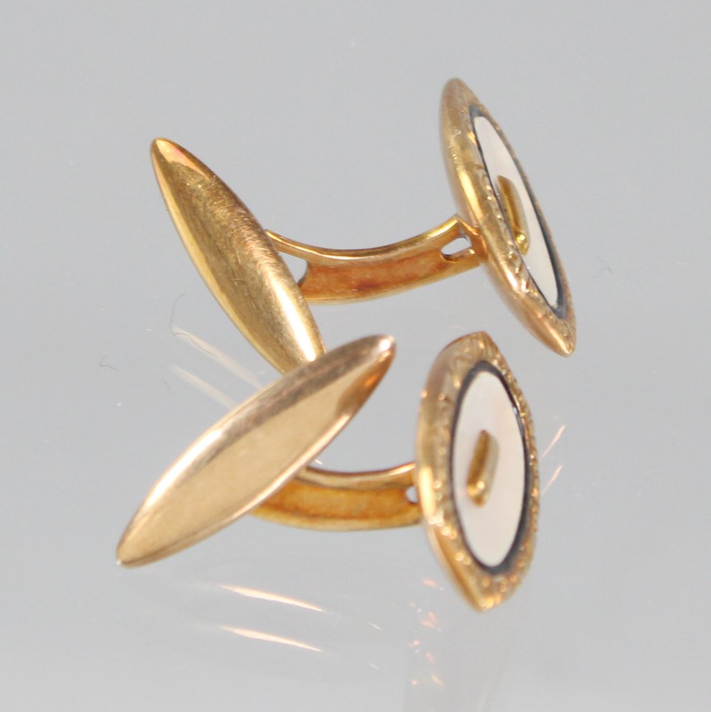 袖扣 - 14K包金 黄金 - Art Deko，珍珠母 #3.2