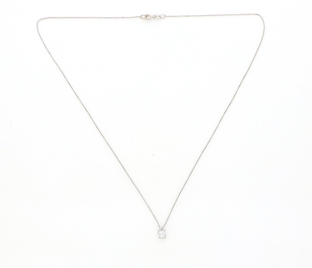 Sem preço de reserva - Colar com pingente - 18 K Ouro branco -  0.25ct. tw. Água-marinha - Diamante #4.3