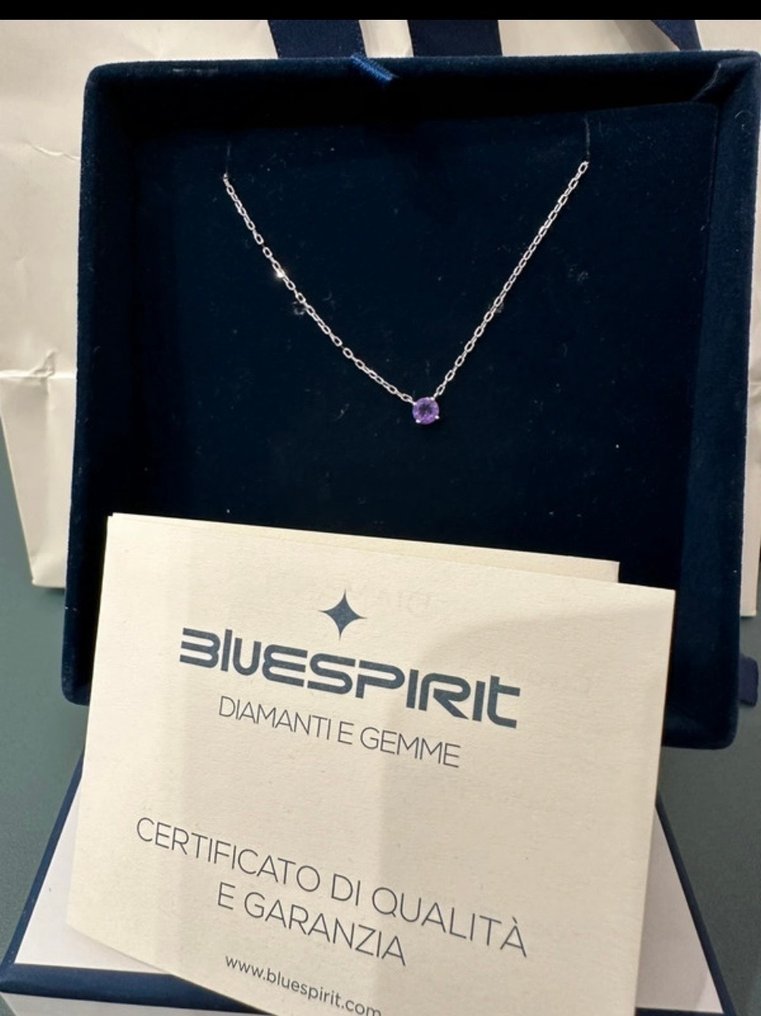 Sem preço de reserva - Colar - 9 kt. Ouro branco -  0.23ct. tw. Ametista - Oro 375 #3.2