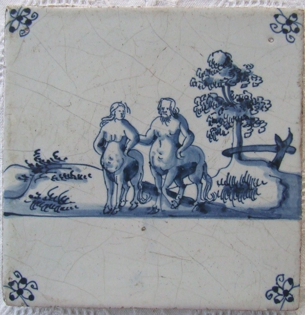  Πλακάκι - Μυθολογικό πλακίδιο με Κένταυρους. - 1650-1700  #1.0