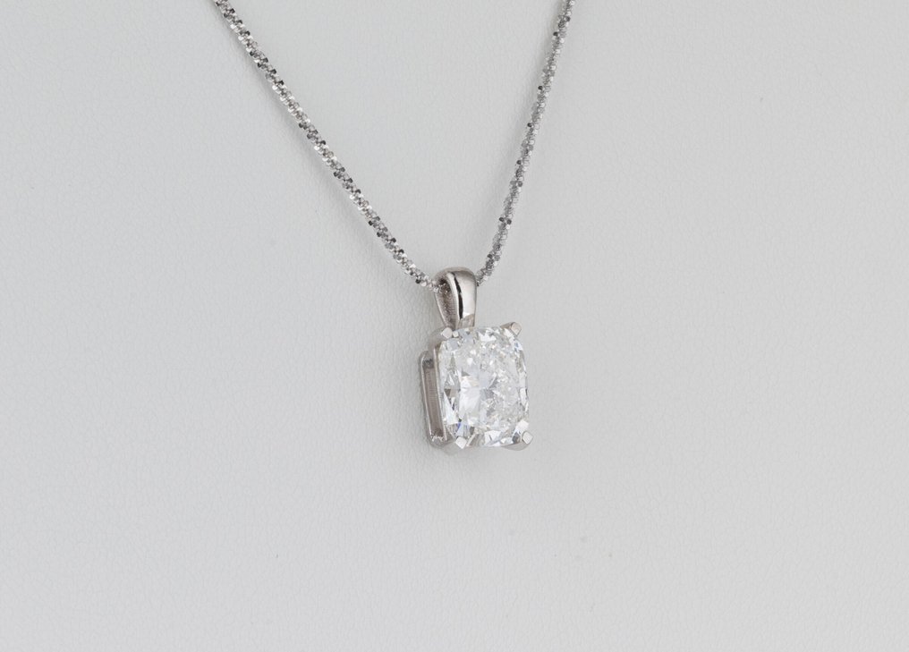 没有保留价 - 链 - 14K包金 白金 -  3.04ct. tw. 钻石 (实验室培育) - 垫形 F-VVS2 #4.3