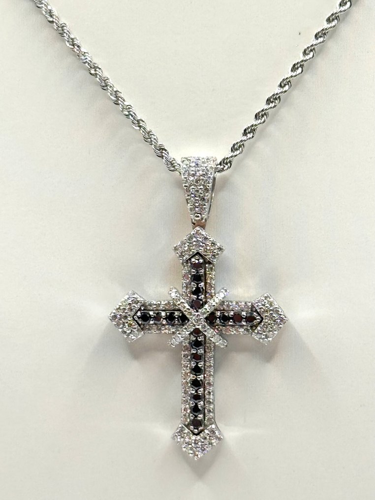 吊坠项链 - 18K包金 白金 -  2.20ct. tw. 钻石 (天然)  - 钻石 #1.0