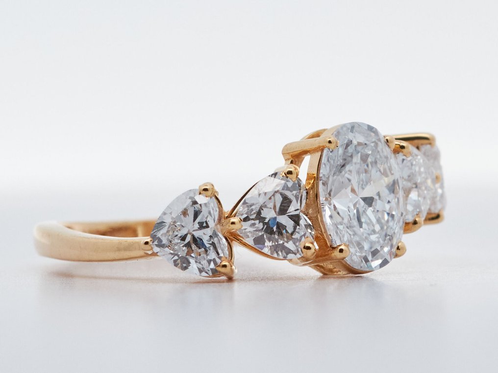 No reserve price - Ring - 14 kt. Yellow gold -  2.40ct. tw. Diamond (Lab-grown) - Diamond #1.0