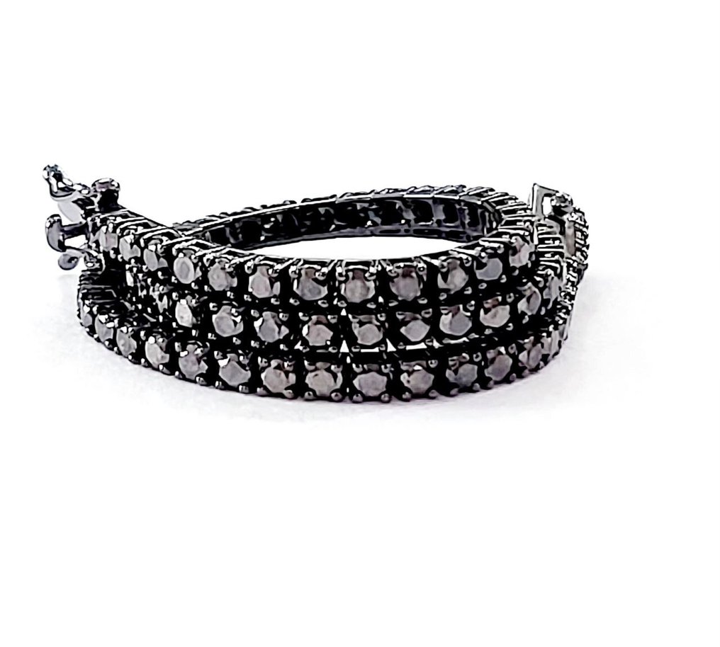 Βραχιόλι τένις - 18 καράτια Λευκός χρυσός -  7.10ct. tw. Διαμάντι (Επεξεργασμένου χρώματος)  - Κατασκευασμένο στην Ιταλία #1.0