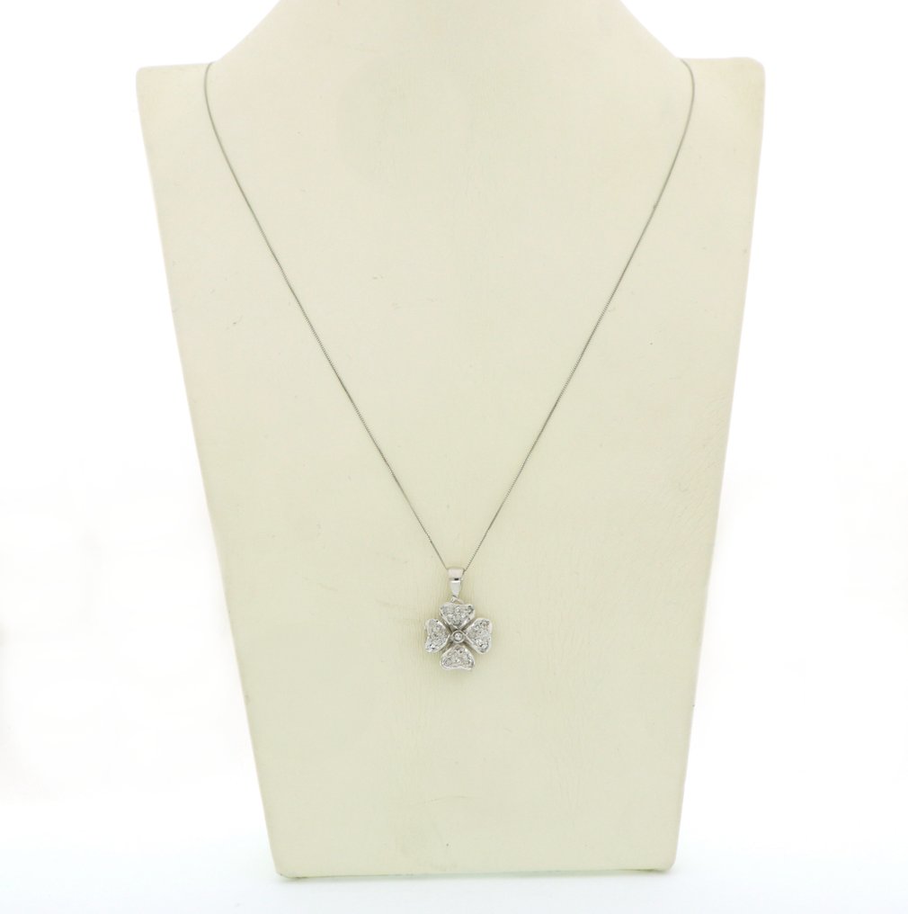 Fără preț de rezervă - Colier cu pandantiv - 18 ct. Aur alb -  0.30ct. tw. Diamant (Natural)  #1.0