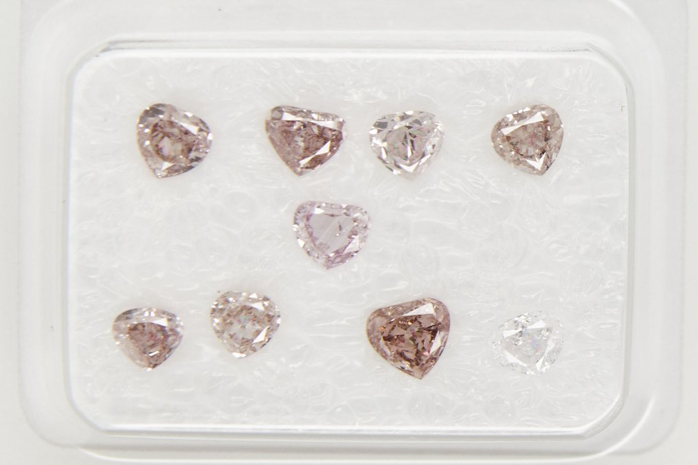 Utan reservationspris - 9 pcs Diamant  (Natural)  - 0.95 ct - Hjärta - VS1, VS2, SI1, SI2, I1, I2, I3 - Gem Report Antwerpen (GRA) #2.1