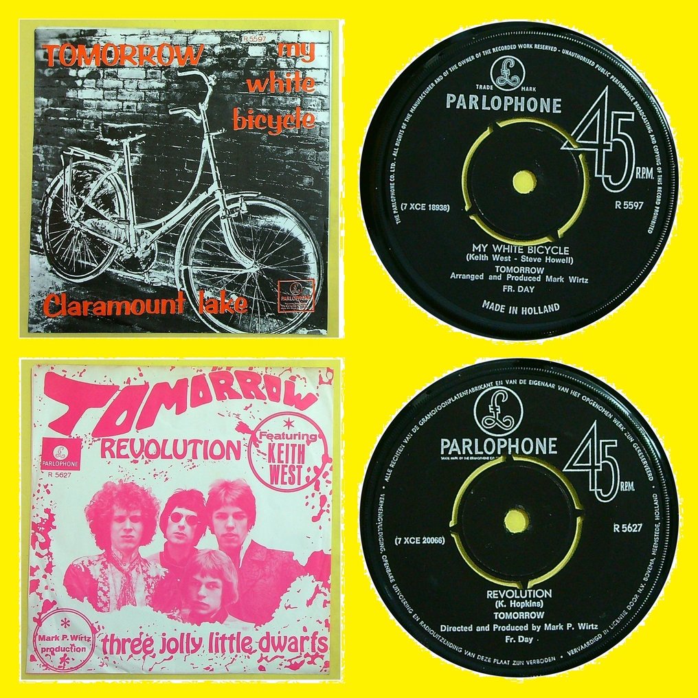 Tomorrow (Keith West / Mark Wirtz) - 1. My White Bicycle (1967) | 2. Revolution (1967) - Multiple titles - 45 RPM 7" Single - 1st Pressing - 1967 #1.0