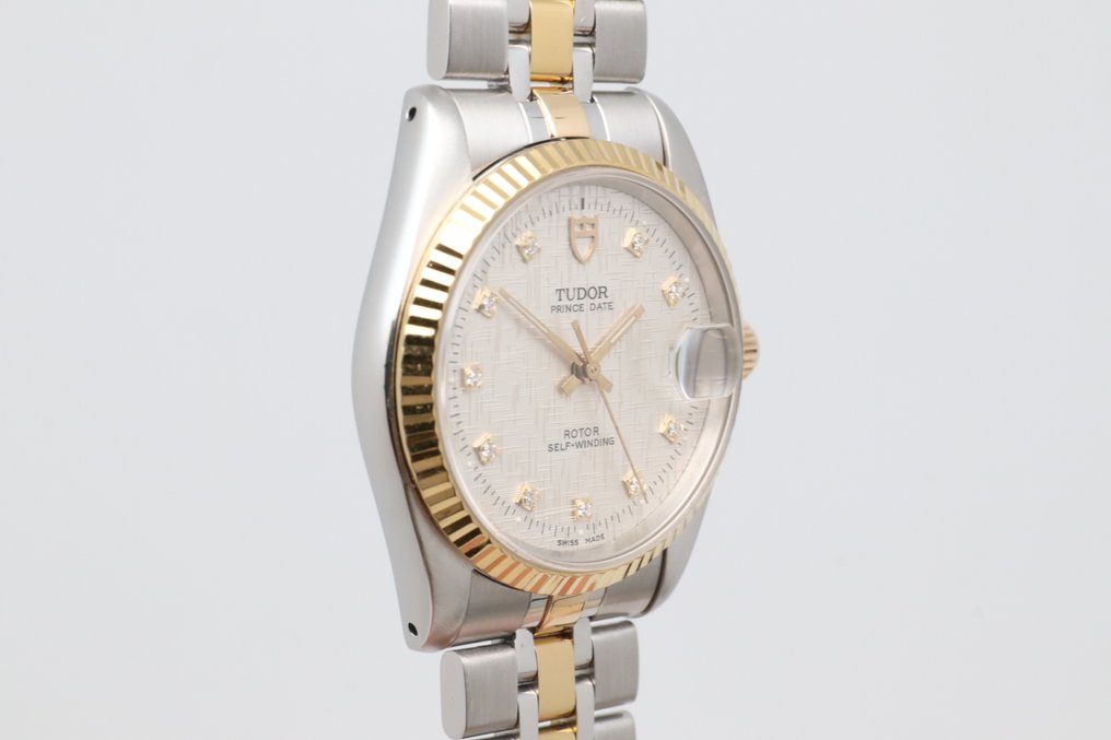 Tudor - Prince Date - Zonder minimumprijs - 74033 | Silver Linen Dial w/ Diamonds - Heren - 2000-2010  #1.0