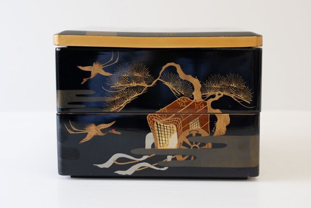 Goshoguruma carriage Wooden 2 Tiered Box with Makie Lacquerware - Κουτί - Ξύλο #1.0