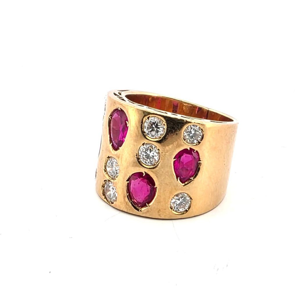 戒指 - 18 克拉 黃金 -  2.40ct. tw. 紅寶石 - 鉆石 #2.1