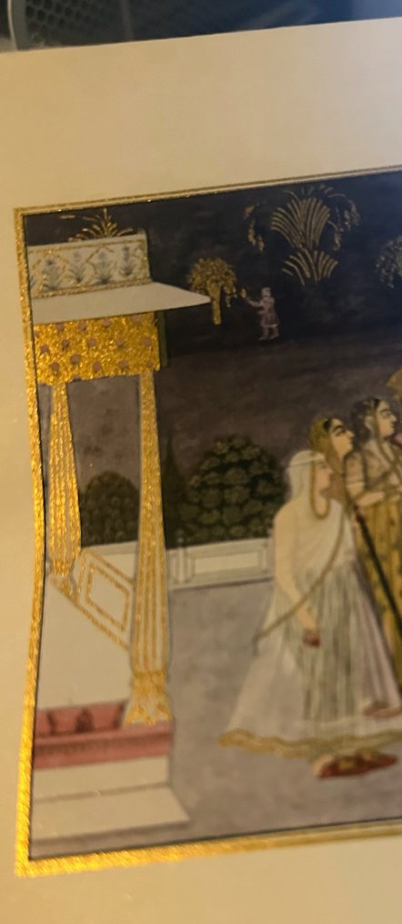 Intialainen miniatuurikirja – täydellinen 12 taulun sarja | DDR-museopainatus | Goldbronze | 24×17 - Paperi - Saksa - Mogul-aika 1500–1700-luvuilla. #2.1