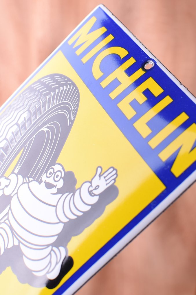Sign - Michelin - Bibendum man with the pneu/tires; enamel emblem; great for mancave! #2.1