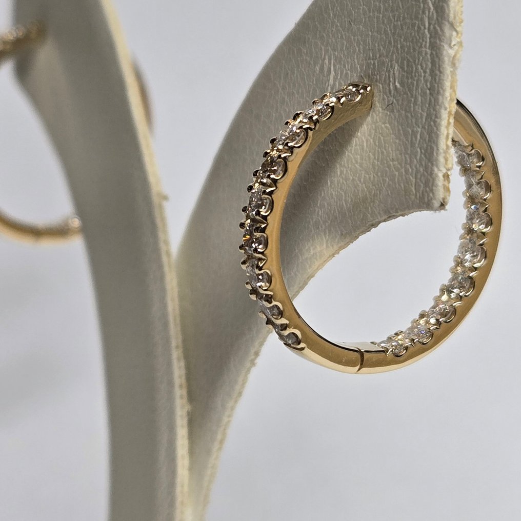 Σκουλαρίκια - 14 καράτια Κίτρινο χρυσό -  1.03ct. tw. Διαμάντι (Φυσικό)  - 14K κίτρινο χρυσό διαμάντι H #1.0