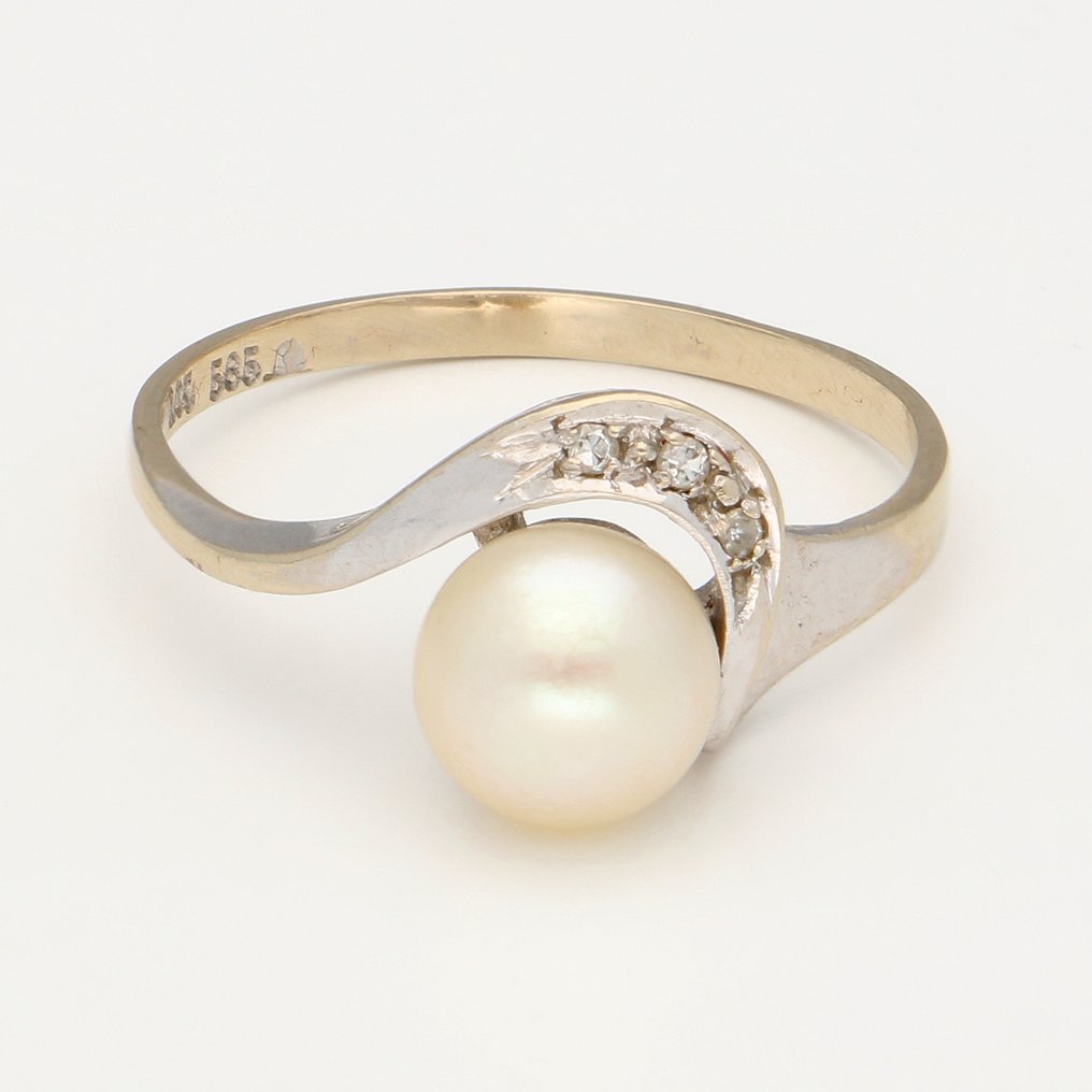 Δαχτυλίδι - 14 καράτια Λευκός χρυσός, Κίτρινο χρυσό Διαμάντι (Φυσικό) #1.0