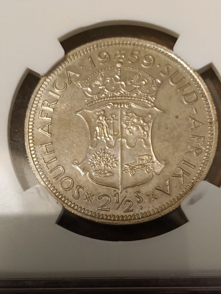 南非. Elizabeth II. 2 1/2 Shilling 1959 - Silver Proof - NGC PF 63  (没有保留价) #3.2