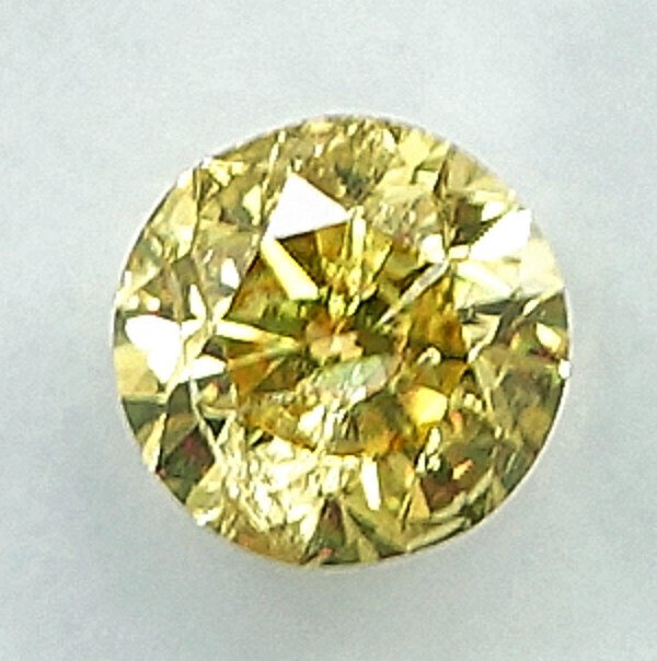 No reserve price - 1 pcs Diamond  (Natural coloured)  - 0.22 ct - Round - Fancy intense Yellow - I2 - International Gemological Institute (IGI) #3.2