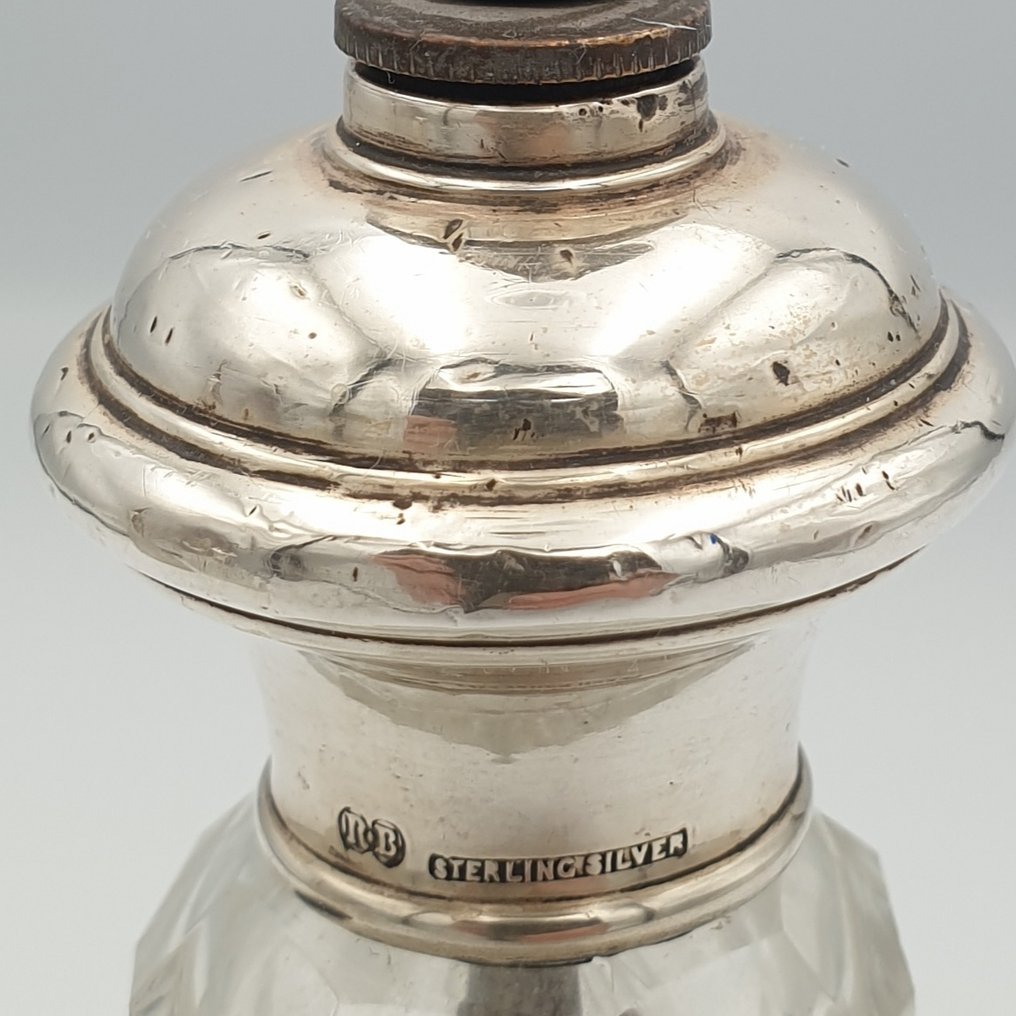 RB - Perfume bottle (3) - Crystal, .925 silver - Atomizer #4.3