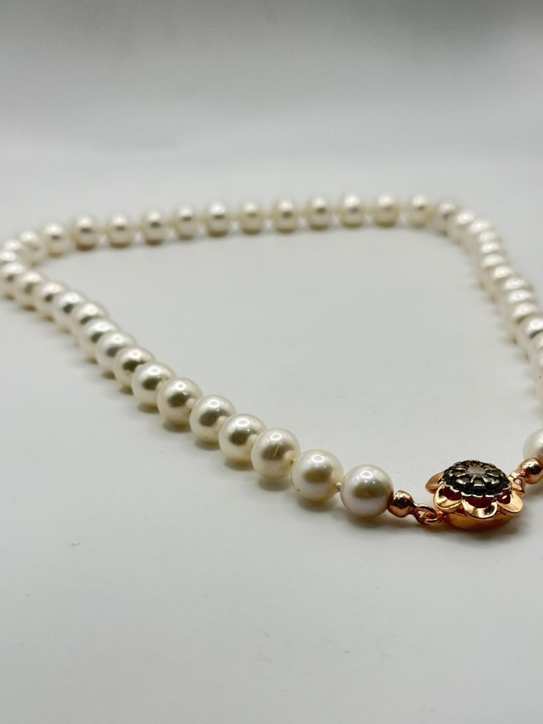 χωρίς τιμή ασφαλείας - Κολιέ Ασημί Μαργαριτάρι - Διαμάντι #2.1