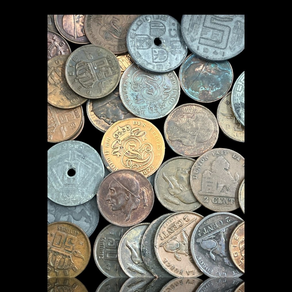 比利时. Lote de 46 Moedas da Bélgica, Várias datas, Vários Metais Várias datas  (没有保留价) #1.0