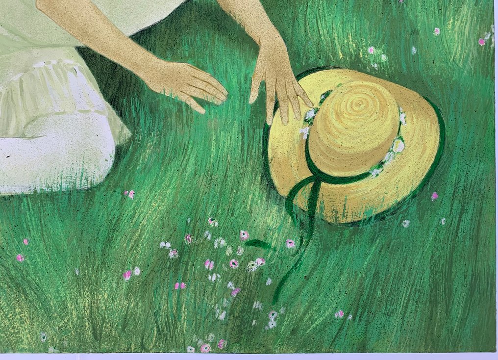 Yves Ganne (1931-2019) - Portrait de femme allongée dans un jardin (Vendu sans prix de reserve) #4.3