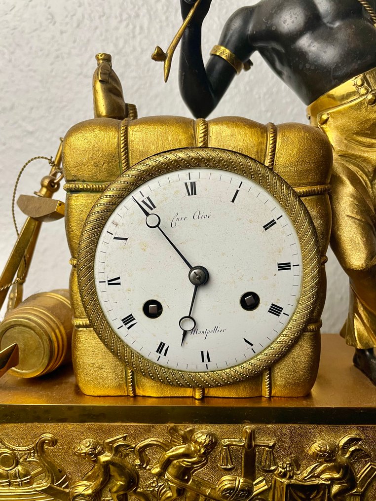 雕像壁爐架座鐘 -   青銅色, 黃銅 - 1800-1850 #1.0