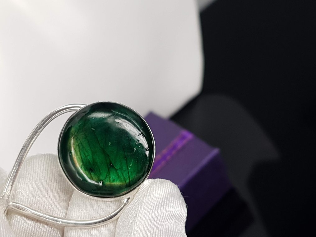 Ασημί, Φυσικός Πράσινος Λαβραδορίτης / Δωρεάν Αποστολή - Κρεμαστό κόσμημα #2.1