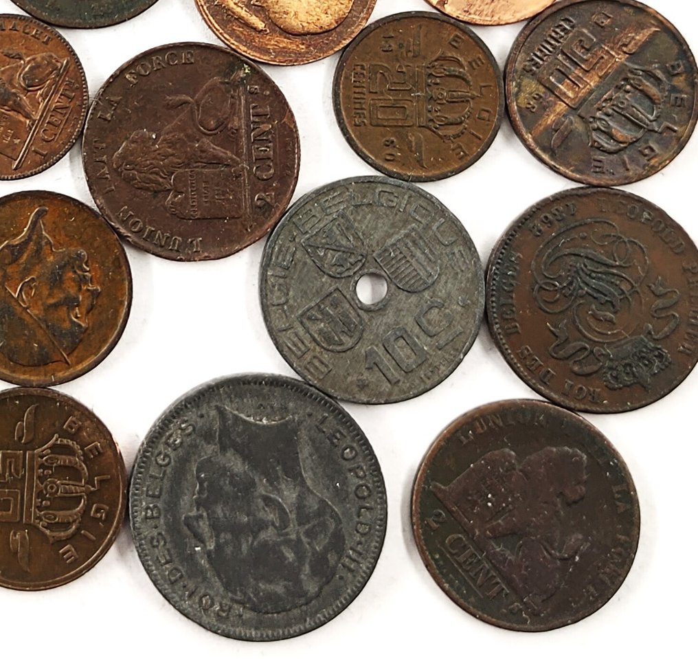 Belgium. Small Collection of 38 Coins (mixed lot, several dates, good for sellers)  (Nincs minimálár) #2.1