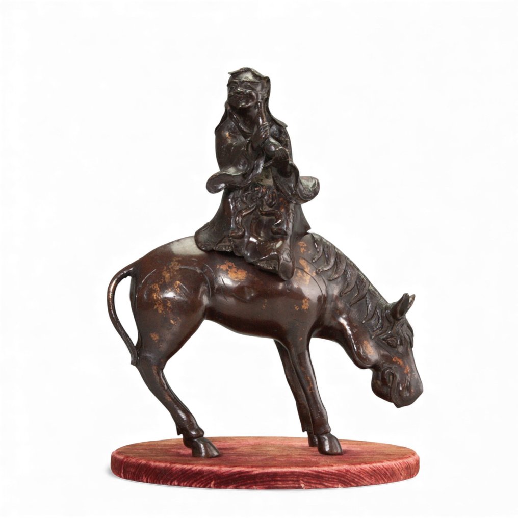 Een paar bronzen sculpturen - Zhang Guo Lao - 19e eeuw - Bronze - Kina - Qing-dynastiet (1644-1911) #1.0