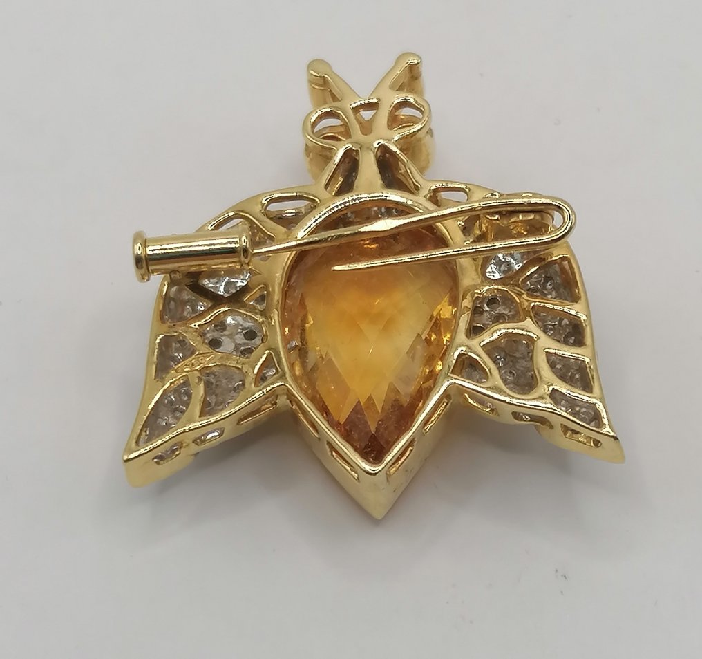 Broche - 18 carats Or blanc - 10.85ct. tw. Citrine - Diamant #3.2