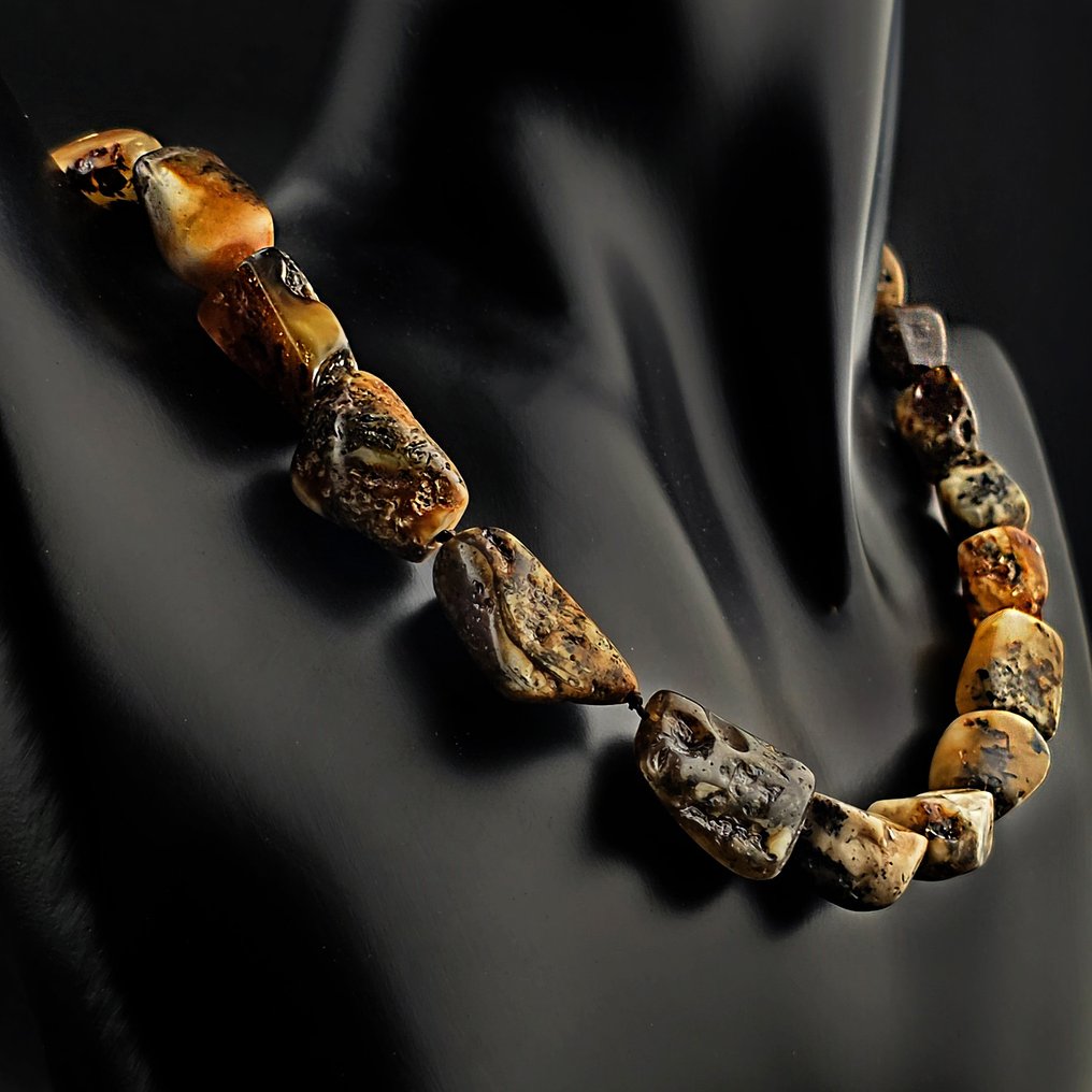 正宗波罗的海琥珀块项链——具有纹理化化石表面的古老有机之美 - 琥珀  (沒有保留價) #1.0