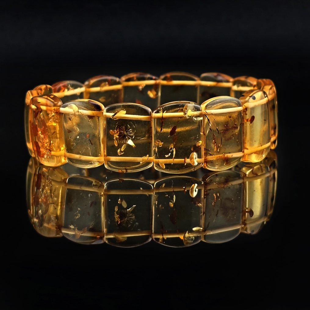 Elegante Baltische barnsteenarmband – Gepolijste fossielsegmenten in warme honingkleur - Barnsteen (Zonder minimumprijs) #1.0