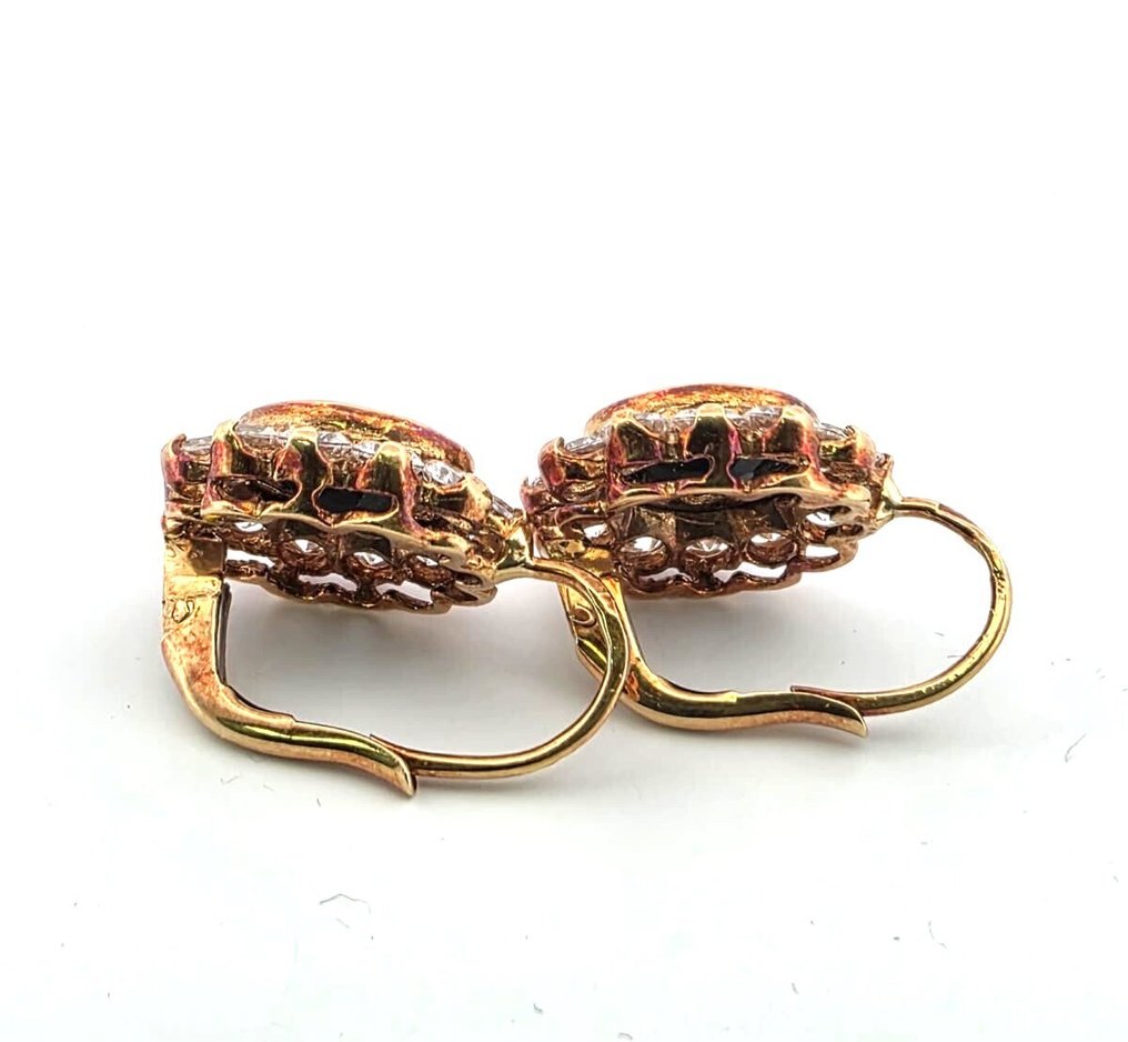 Boucles d'oreilles - 18 carats Or jaune - 4.70ct. tw. Saphir - Diamant #4.3