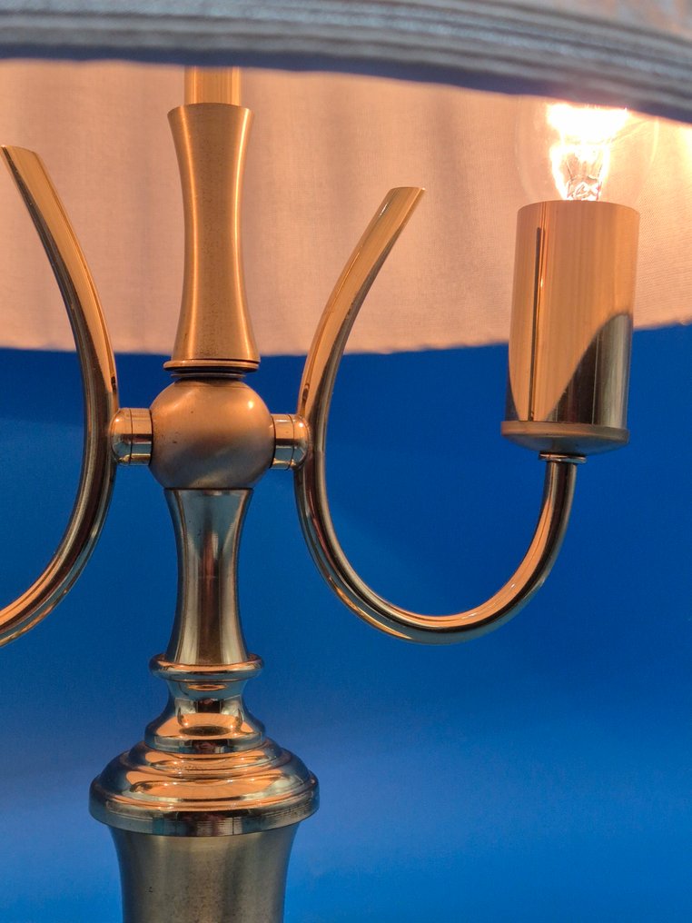 Tischlampe – klassizistisches Design – Messing, Stoffschirm - Lamp - Messing #4.3