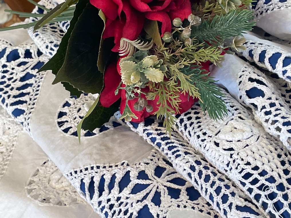 Copriletto fatto a mano con inserti in tessuto di lino - Päiväpeitto - 298 cm - 185 cm - Copriletto #1.0