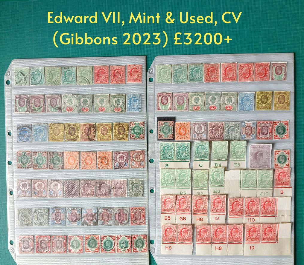 大不列顛  - 爱德华七世未使用和使用过的套装，以及各种列出的颜色变体。 #1.0