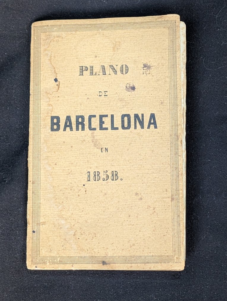 西班牙 - 巴塞罗那; Ramon Alabern - Plano original de Barcelona (1858) – Ramón Alabern – Litografía histórica previa al Plan Cerdà – - 1851-1860 #1.0